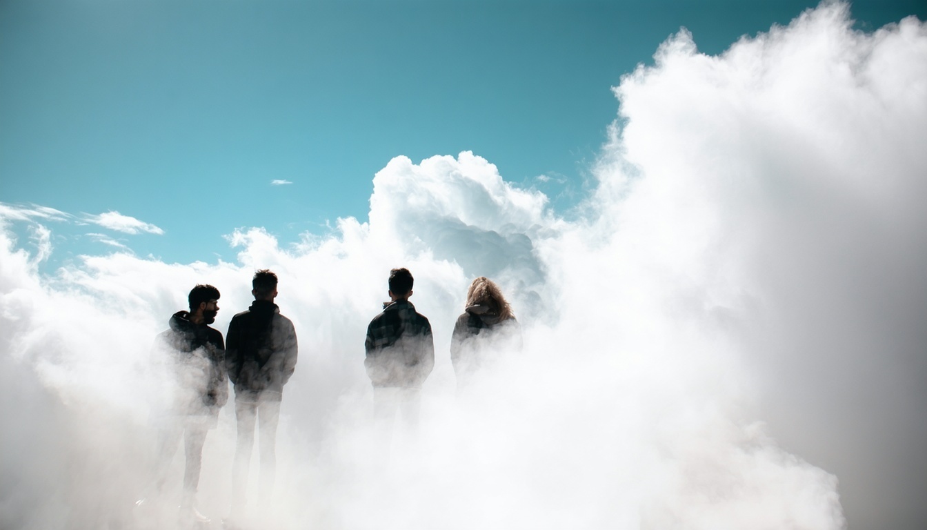 image of people standing with their heads in the clouds street photography editorial abstract image of people standing with their heads in the clouds street photography editorial abstract
